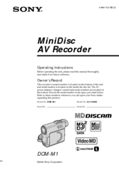 Sony MDDISCAM DCM-M1 Operating Instructions Manual