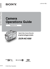 Sony DCR-HC1000 - Digital Handycam Camcorder Operation Manual