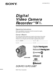 Sony DCR-PC120BT, DCR-PC115 Operating Instructions Manual