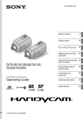 Sony SX20EK User Manual