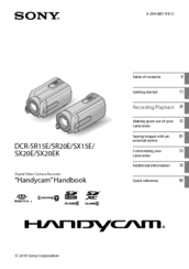 Sony HANDYCAM DCR-SX20EK Handbook