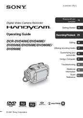 Sony DCR DVD808E - Handycam - Camcorder Operating Manual
