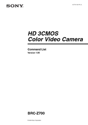 Sony HD 3CMOS BRC-Z700 Command List