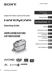 Sony Handycam HDR-UX20E Operating Manual