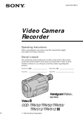 Sony CCD-TRV312 Operating Instructions  (primary manual) Operating Instructions Manual