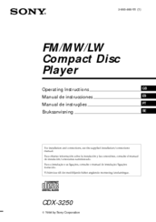 Sony CDX-3250 Operating Instructions Manual