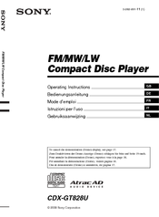Sony CDX-GT828U Operating Instructions Manual