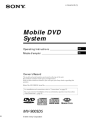 Sony MV-900SDS - Dream System 3 Operating Instructions Manual