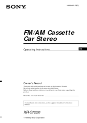 Sony XR-C7220 Operating Instructions Manual