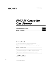 Sony XR-CA350X - Fm-am Cassette Car Stereo Operating Instructions Manual