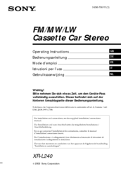 Sony XR-L240 Operating Instructions Manual
