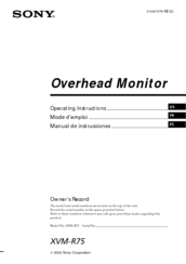 Sony XVM-R75 Operating Instructions Manual