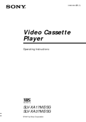 Sony SLV-XA37ME Operating Instructions Manual