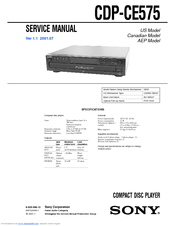 Sony CDP-CE575 - Disc Carousel Service Manual