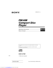 Sony CDX-2160 Operating Instructions Manual
