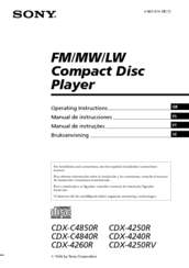 Sony CDX-4250RV Operating Instructions Manual
