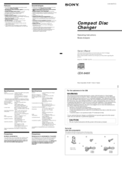 Sony CDX-848X - Compact Disc Changer System Operating Instructions