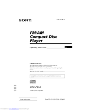 Sony CDX-C610 Operating Instructions Manual