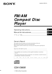 Sony CDX-C6600 Operating Instructions Manual