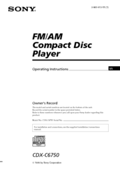 Sony CDX-C6750 Operating Instructions Manual