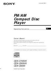 Sony CDX-C5055 - Fm/am Compact Disc Player Operating Instructions Manual