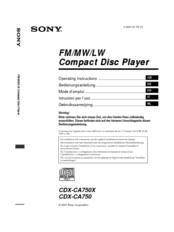 Sony CDX-CA750X Primary User Manual (English, Espanol, Francais) Operating Instructions Manual