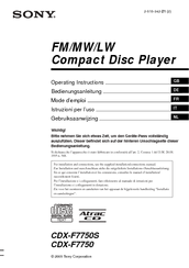 Sony CDX-F7750 Operating Instructions Manual