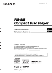 Sony CDX-GT81UW - Usb Receiver Operating Instructions Manual