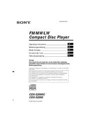 Sony CDX-S2000 - Fm/am Compact Disc Player Operating Instructions Manual