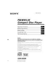 Sony CDX-S2220 Operating Instructions Manual