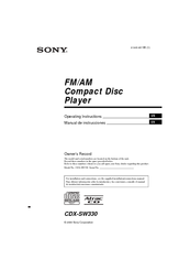 Sony CDX-SW330 - Fm/am Compact Disc Player Operating Instructions Manual