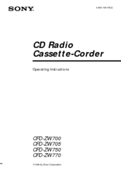 Sony CFD-ZW700 - Cd Radio Cassette-corder Operating Instructions Manual