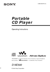 Sony CD Walkman D-NE500 Operating Instructions Manual