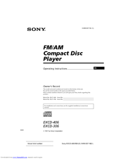 Sony EXCD-306 Operating Instructions Manual