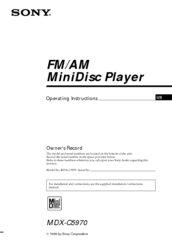 Sony MDX-C5970 Operating Instructions Manual
