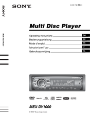 Sony MEX-DV1000 - Cd/dvd Receiver, Mp3/wma Player Operating Instructions Manual