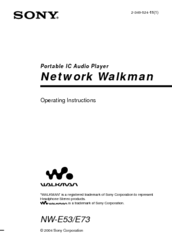Sony Walkman NW-E53 Operating Instructions Manual