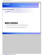 Sony BDX-S500U Operating Instructions Manual