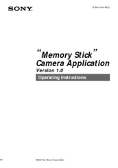 Sony Memory Stick Camera Application Version 1.0 Operating Instructions Manual