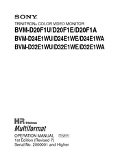 Sony Trinitron BVM-D20F1U Operation Manual