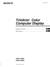 Sony Trinitron CPD-210GS Operating Instructions Manual