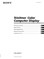 Sony Trinitron CPD-520GST Operating Instructions Manual