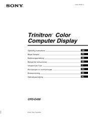 Sony Trinitron CPD-E430 Operating Instructions Manual