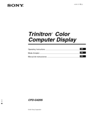 Sony Trinitron CPD-G420S Operating Instructions Manual