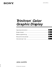 Sony Trinitron GDM-200PST9 Operating Instructions Manual