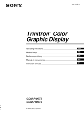 Sony Trinitron GDM-F400T9 Operating Instructions Manual