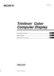 Sony Flat Trinitron HMD-A400/L Operating Instructions Manual