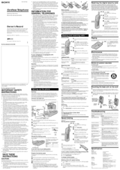 Sony SPP-111 - Cordless Phone Page Operating Instructions