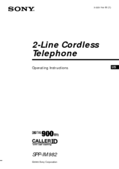 Sony SPP-IM982 - 900mhz Cordless Telephone Operating Instructions Manual