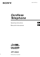Sony SPP-SS966 - 900 Mhz Cordless Telephone Operating Instructions Manual